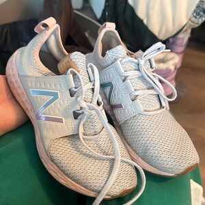 New Balance Light Gray and Pastel Pink Sneakers
